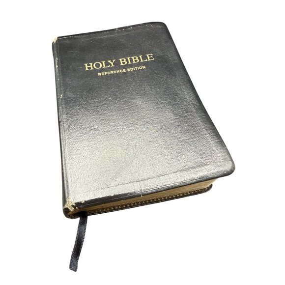 Holy Bible Reference Edition Genuine Bonded Leather Cover Black - Picture 1 of 9